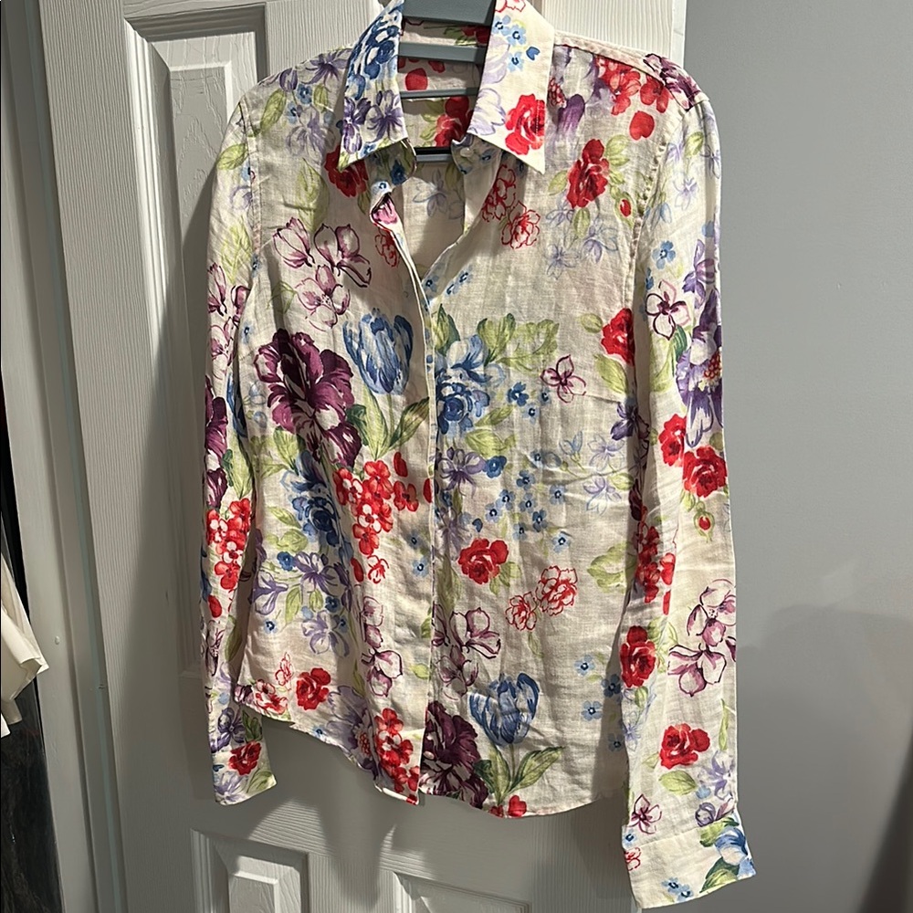 Etro Floral Linen Button-Up Shirt- 42